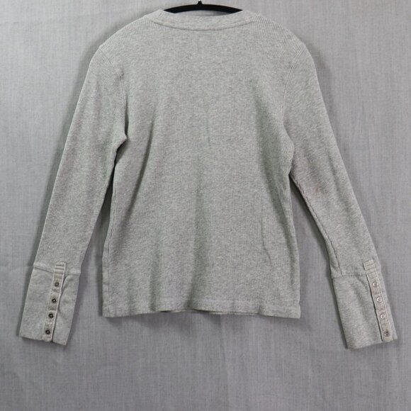 Sundance Thermal Top Women Small Gray Waffle Knit Velvet Cuff Button Long Sleeve - Picture 5 of 12